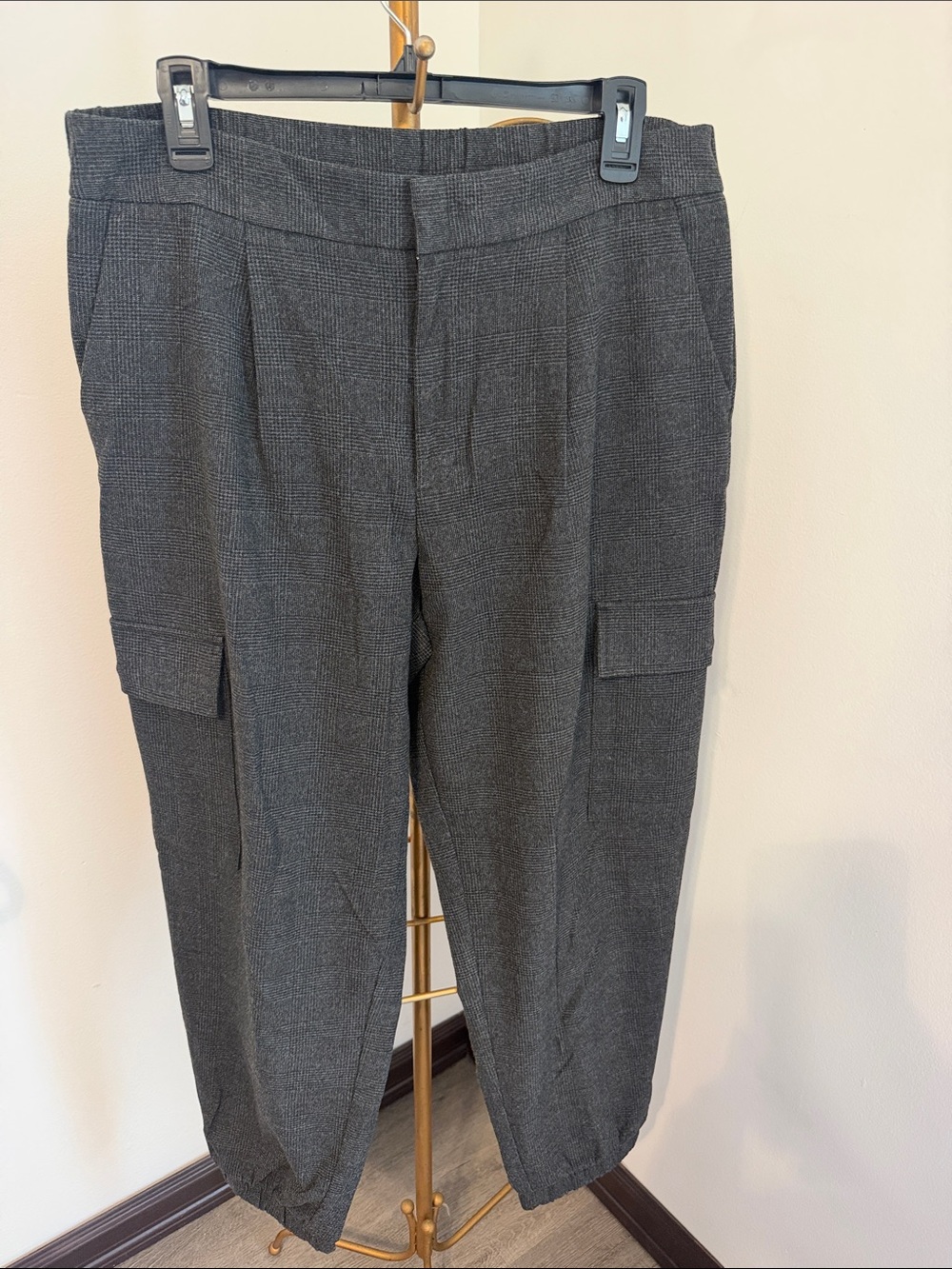 Charcoal Cargo Trousers with Pleats